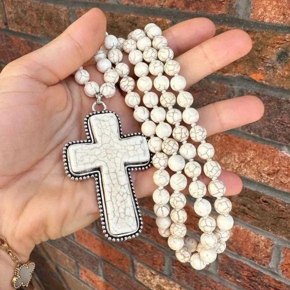 Anthropologie Magnesite Cross FINE Craftsmanship Necklace - Picture 9 of 10